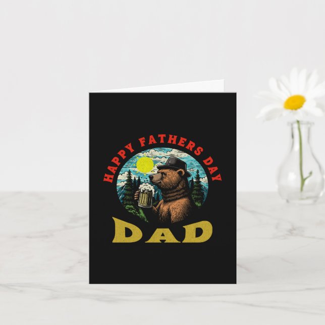 Happy Father's Day Dad Beer Mug Outdoorsman Bear  Karte (Kleine Pflanze)
