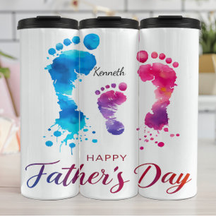 Happy Father's Day Footprint Art Thermosbecher