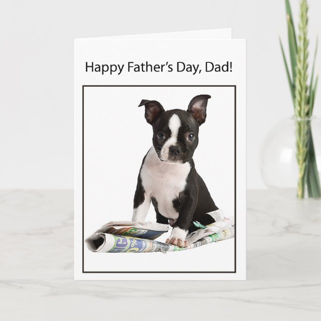 Happy Father's Day from Boston Terrier Dog, to Dad Karte (Vorderseite)