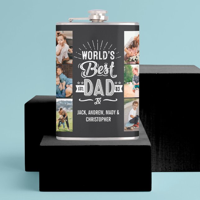 Happy Father's Day Fun World's Best Vater Kids Nam Flachmann (Von Creator hochgeladen)