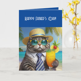 Happy Father's Day Funny Cool Cat Mai Tai Karte