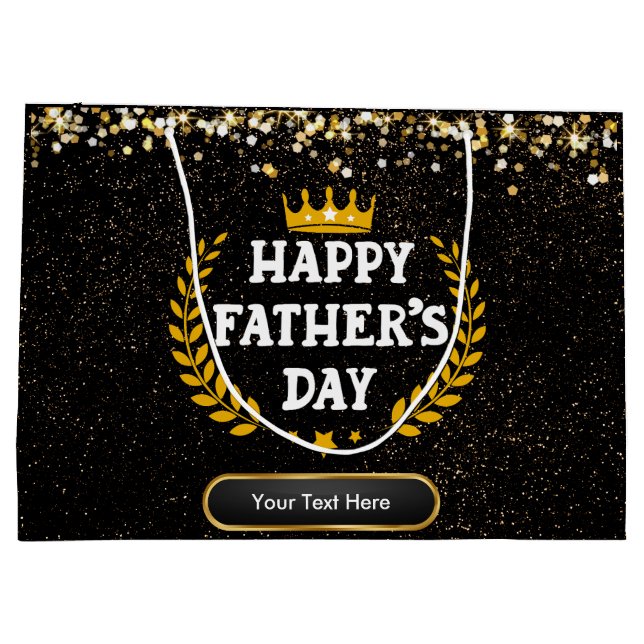 Happy Father's Day Glam Gold Sparkle Große Geschenktüte (Rückseite)