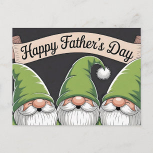"Happy Father's Day" Grüner Gnom-Trio Postkarte