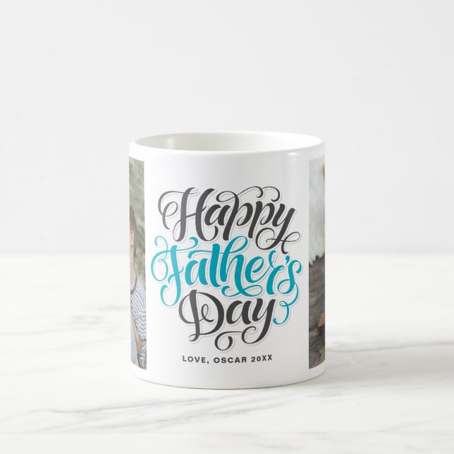 Happy Father's Day Hand Briefing Foto Collage Kaffeetasse (Mittel)