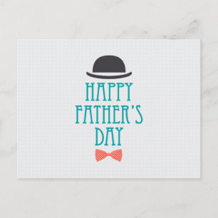 Happy Father's Day Hat & Bow Krawatte   Postkarte