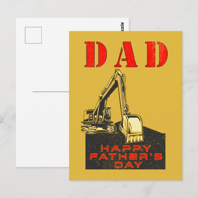 Happy Father's Day Heavy Equipment Builder Vater Postkarte (Vorne/Hinten)
