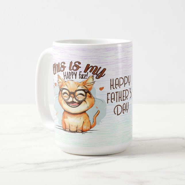 Happy Father's Day Hilarious Cat Coffee Mug Kaffeetasse (Vorderseite Links)