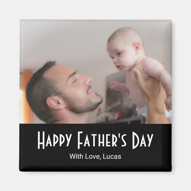 Happy Father's Day Modern Photo Black White  Magnet (Vorne)