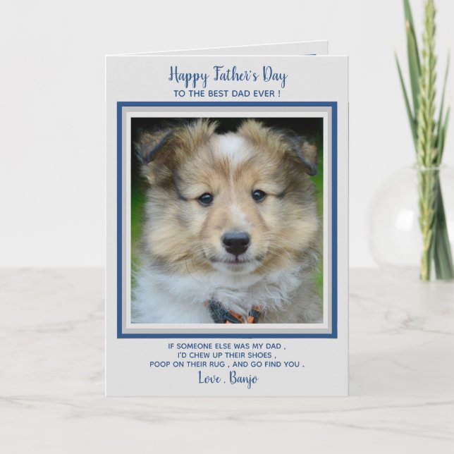 Happy Father's Day - Niedlicher Funny Dog Vater -  Dankeskarte (Vorderseite)