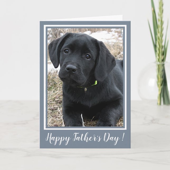 Happy Father's Day - Niedlicher schwarzer Labrador Karte (Vorderseite)