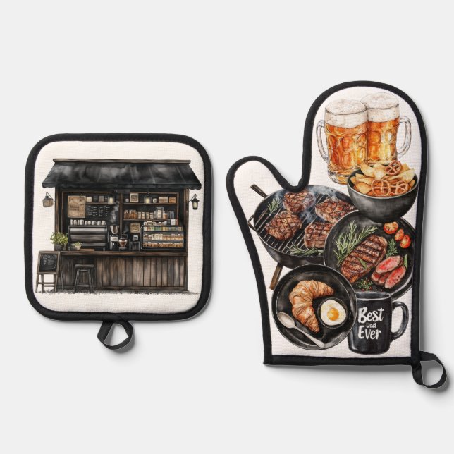 Happy Father's Day Ofenhandschuh & Topflappen-Set (Vorderseite)