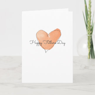 Happy Fathers Day Orange Watercolor Heart  Karte