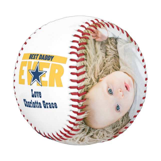 Happy Fathers Day Personalized Best Daddy Ever Baseball (Schrägansicht)
