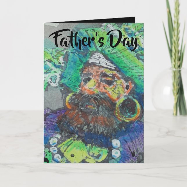 Happy Father's Day Pirate Card Karte (Vorderseite)