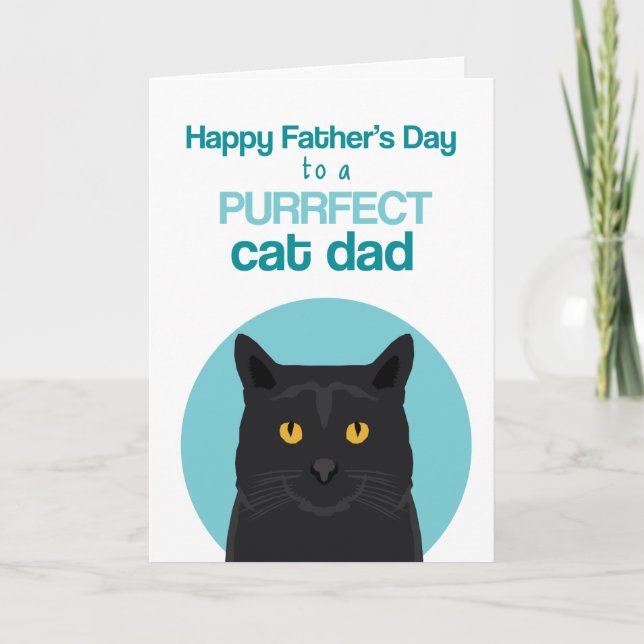 Happy Father's Day Purfect Black Cat Karte (Vorderseite)