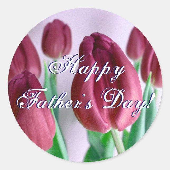 Happy Father's Day Rosey Tulips Runder Aufkleber (Vorderseite)