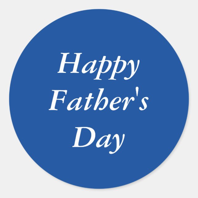 Happy Father's Day Simple Blue Runder Aufkleber (Vorderseite)