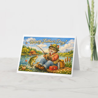 Happy Fathers Day to Your Favorite Fishing Cat Dad Dankeskarte