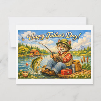 Happy Fathers Day to Your Favorite Fishing Cat Dad Feiertagskarte