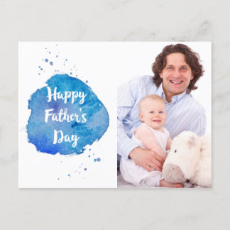 Happy Father's Day|Watercolor Splash Custom Foto Postkarte