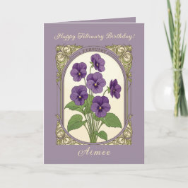 Happy February Birthday Viola Flowers Karte