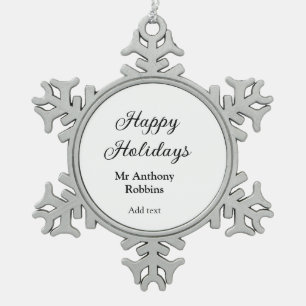 Happy Feiertage hinzufügen Name Datum Jahr einfach Schneeflocken Zinn-Ornament