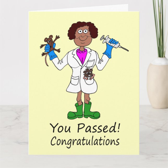 Happy Female gerade bestanden Medical Exam Card Karte (Vorderseite)