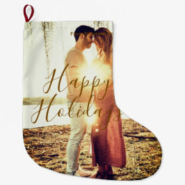 Happy Ferien braun hinzufügen Pärchen Foto Datum m Großer Weihnachtsstrumpf