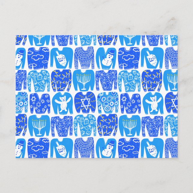 HAPPY FERIEN Funny Ugly Hannukah Sweaters Postkarte (Vorderseite)