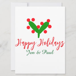 Happy Ferien grünes rotes Paar Name grünes Blatt Feiertagskarte