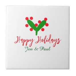 Happy Ferien grünes rotes Paar Name grünes Blatt Fliese