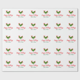 Happy Ferien grünes rotes Paar Name grünes Blatt Geschenkpapier