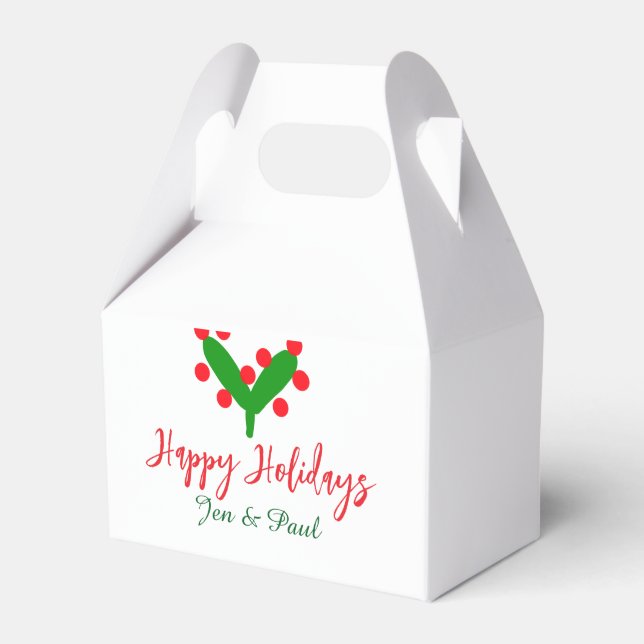 Happy Ferien grünes rotes Paar Name grünes Blatt Geschenkschachtel (Vorderseite)