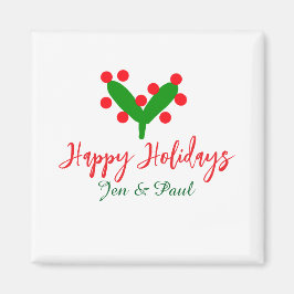 Happy Ferien grünes rotes Paar Name grünes Blatt Magnet