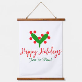 Happy Ferien grünes rotes Paar Name grünes Blatt Wandteppich Mit Holzrahmen
