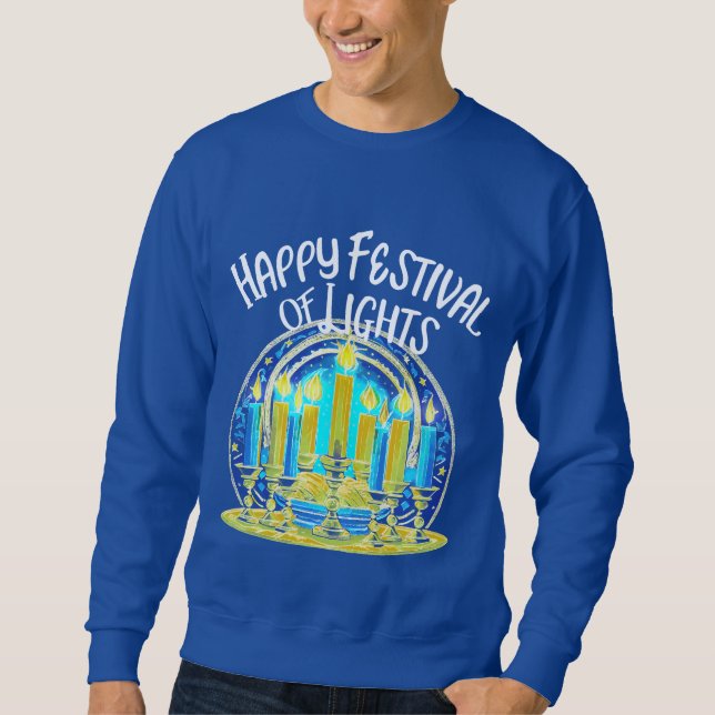 Happy Festival of Lights Hanukkah Menorah Sweatshirt (Vorderseite)