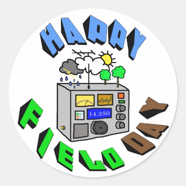 Happy Field Day Ham Radio Stickers (Vorderseite)