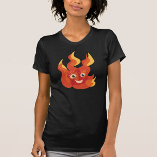 Happy Fire Flame Charakter Frauen T-Shirt
