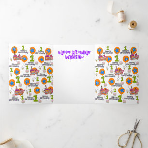 Happy First Birthday Card, #1 Geburtstag White Dreifach Gefaltete Karte