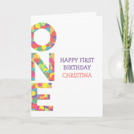 Happy First Birthday Girl Personalisiert Confetti Karte