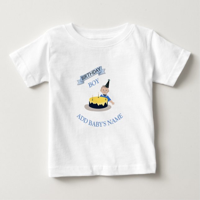 Happy First Birthday Niedlich Baby Boy individuell Baby T-shirt (Vorderseite)