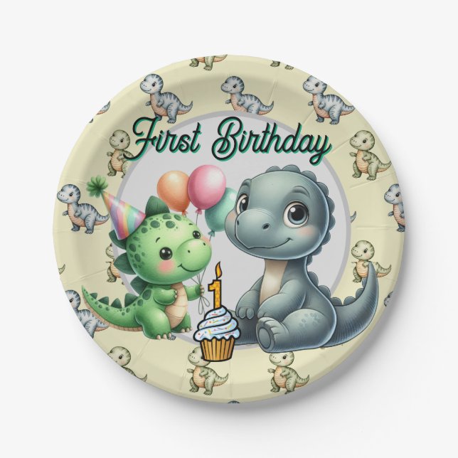  Happy First Birthday  Pappteller (Vorderseite)