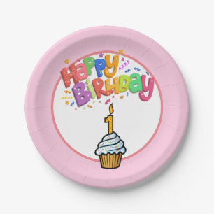 Happy First Birthday Pink Paper Tellers Pappteller