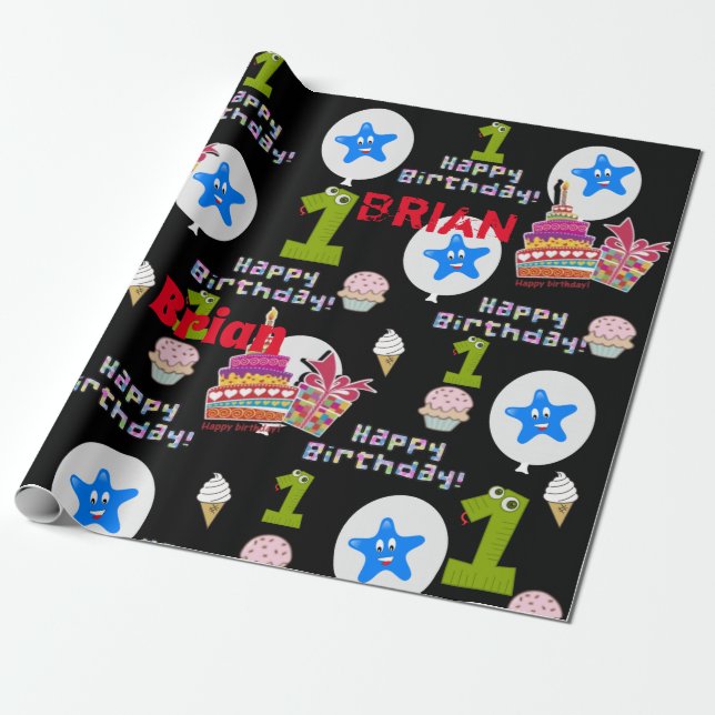 Happy First Birthday Wrapping Paper Balloons #1 Geschenkpapier (Ungerollt)