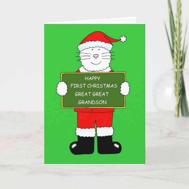 Happy First Christmas Großer Großer Enkel Feiertagskarte (Vorderseite)
