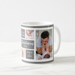 Happy First Christmas New Dad 5 Foto Collage Gray Kaffeetasse