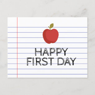 Happy First Day Back to School Apple Teacher Postkarte
