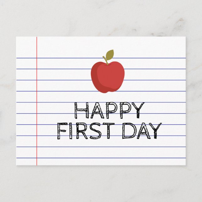 Happy First Day Back to School Apple Teacher Postkarte (Vorderseite)