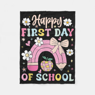 Happy First Day Back to School Pencil Teacher Girl Fleecedecke