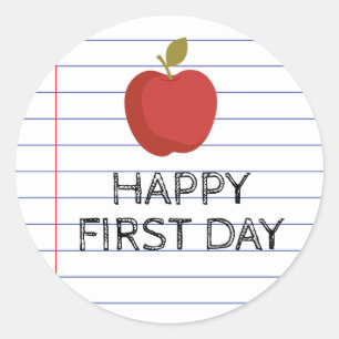 Happy First Day Back to School Teacher Apple Runder Aufkleber